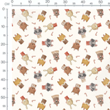 Tissu - Animaux mignons sur fond blanc 2