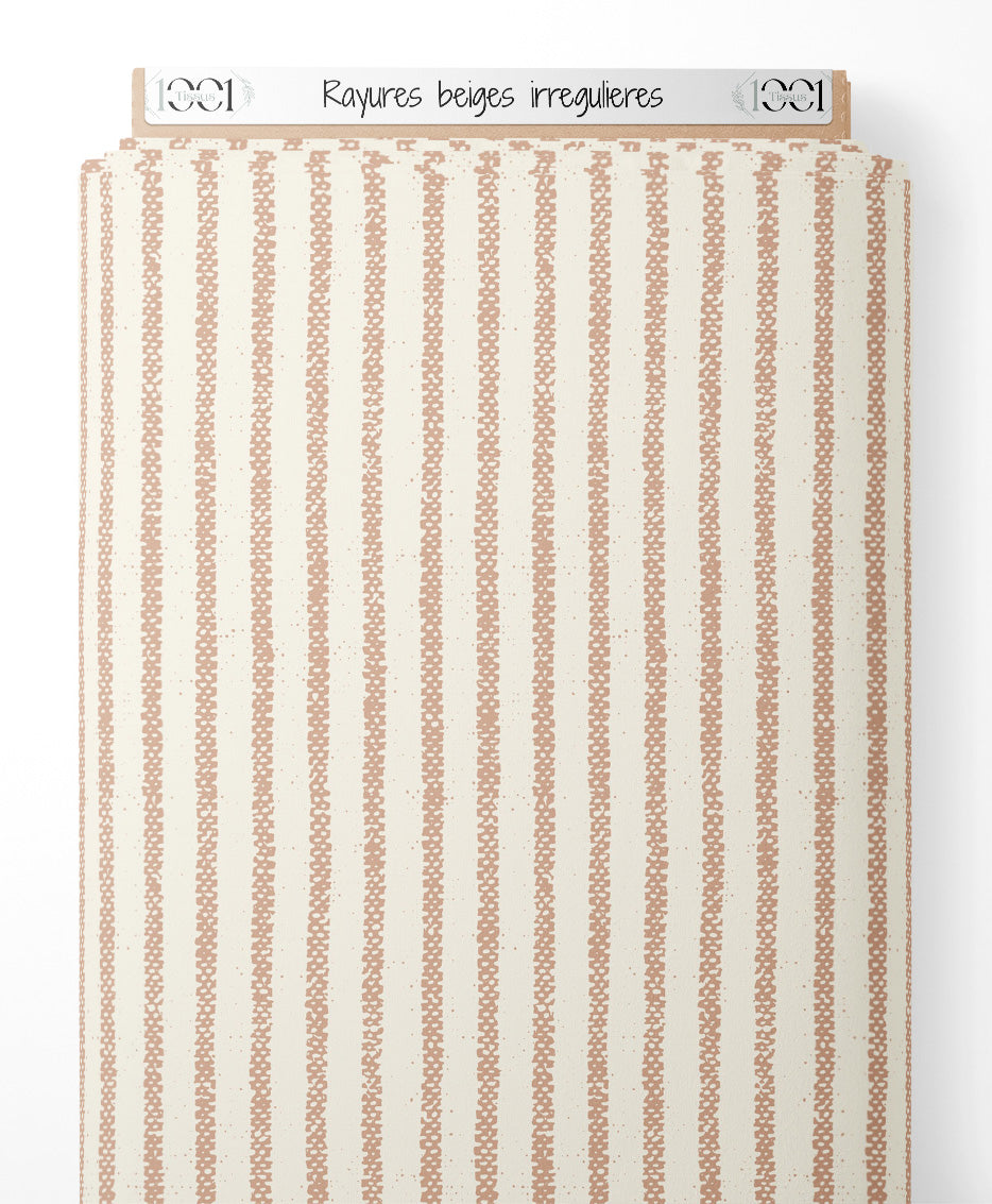 Tissu - Rayures beiges irrégulières