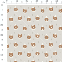 Tissu - Ours avec bonnet blanc