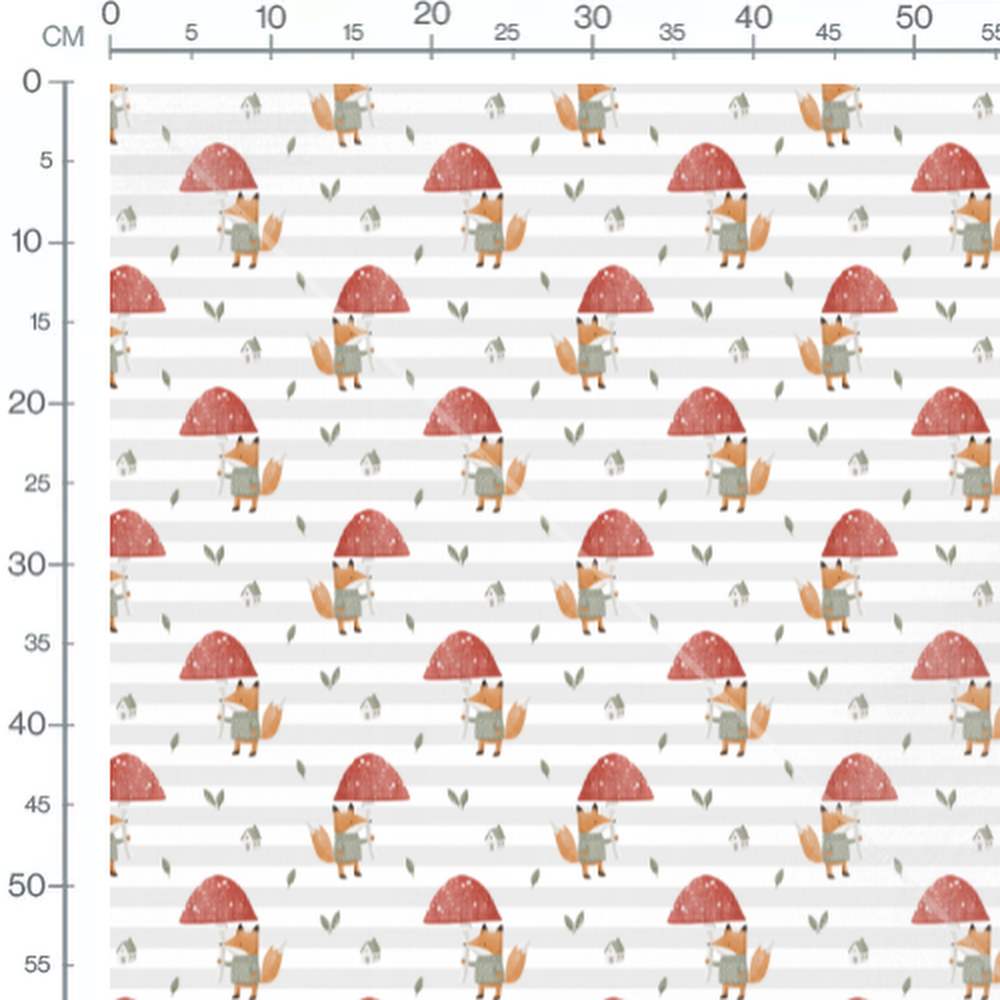 Tissu - Renards en pulls verts et champis