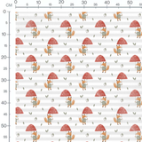 Tissu - Renards en pulls verts et champis