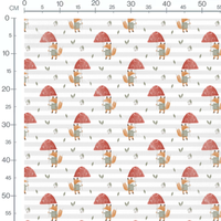 Tissu - Renards en pulls verts et champis