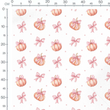 Tissu - Citrouilles et pois roses