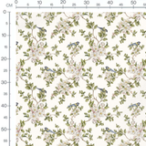Tissu - Oiseaux et fleurs délicates