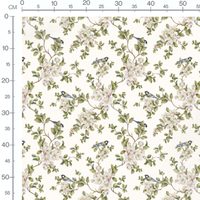 Tissu - Oiseaux et fleurs délicates
