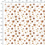 Tissu - Visages d'animaux et feuilles