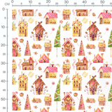 Tissu - Maisons et arbres de Noël