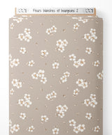 Tissu - Fleurs blanches et bourgeons 2