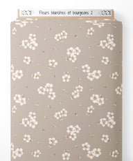 Tissu - Fleurs blanches et bourgeons 2