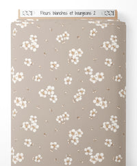 Tissu - Fleurs blanches et bourgeons 2