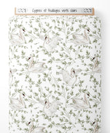 Tissu - Cygnes et feuillages verts clairs