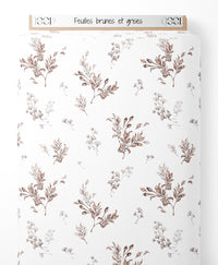 Tissu - Feuilles brunes et grises