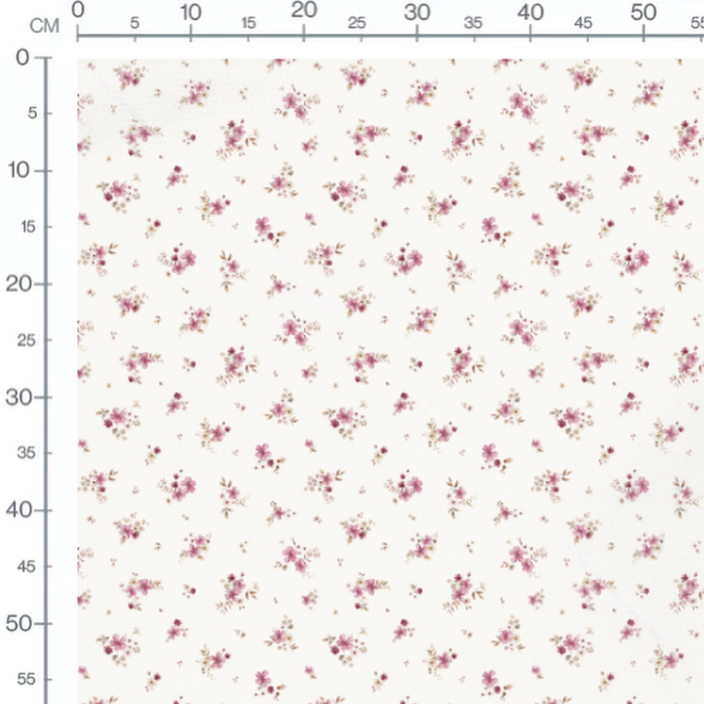 Tissu - Fleurs roses et feuilles claires