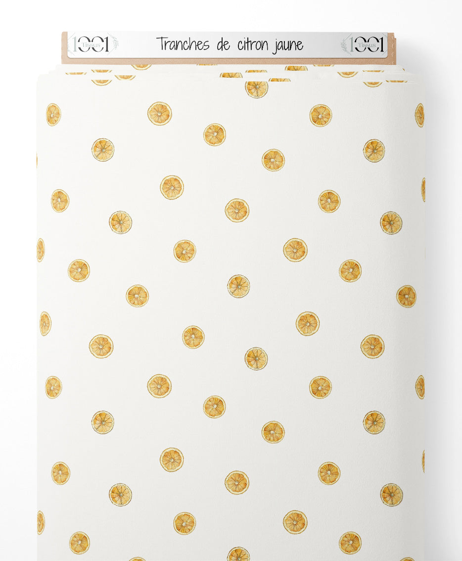 Tissu - Tranches de citron jaune