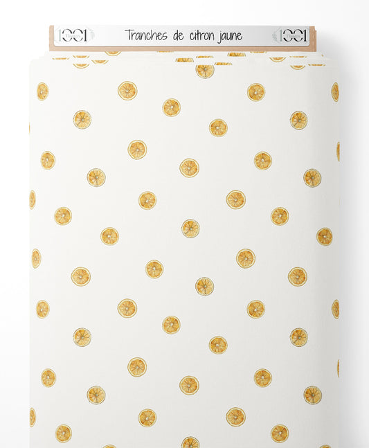 Tissu - Tranches de citron jaune