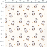 Tissu - Pingouins sur fond crème 2