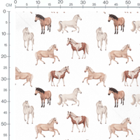Tissu - Chevaux aquarelle fond blanc