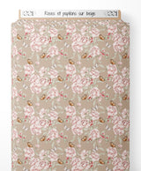Tissu - Roses et papillons sur beige
