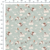 Tissu - Nuages doux et personnages