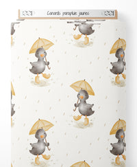 Tissu - Canards parapluie jaunes