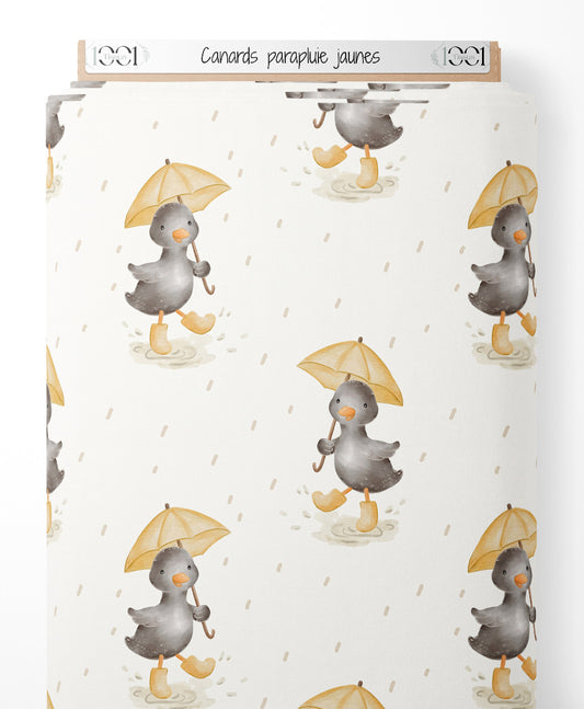 Tissu - Canards parapluie jaunes