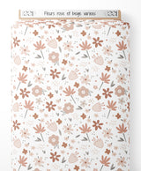 Tissu - Fleurs rose et beige variées