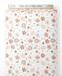 Tissu - Fleurs rose et beige variées