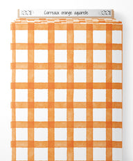 Tissu - Carreaux orange aquarelle