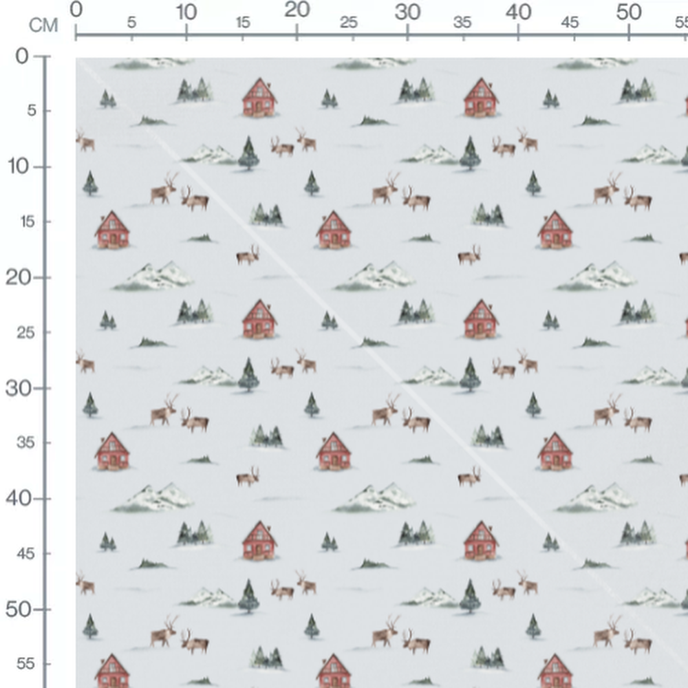 Tissu - Rennes bruns dans la neige