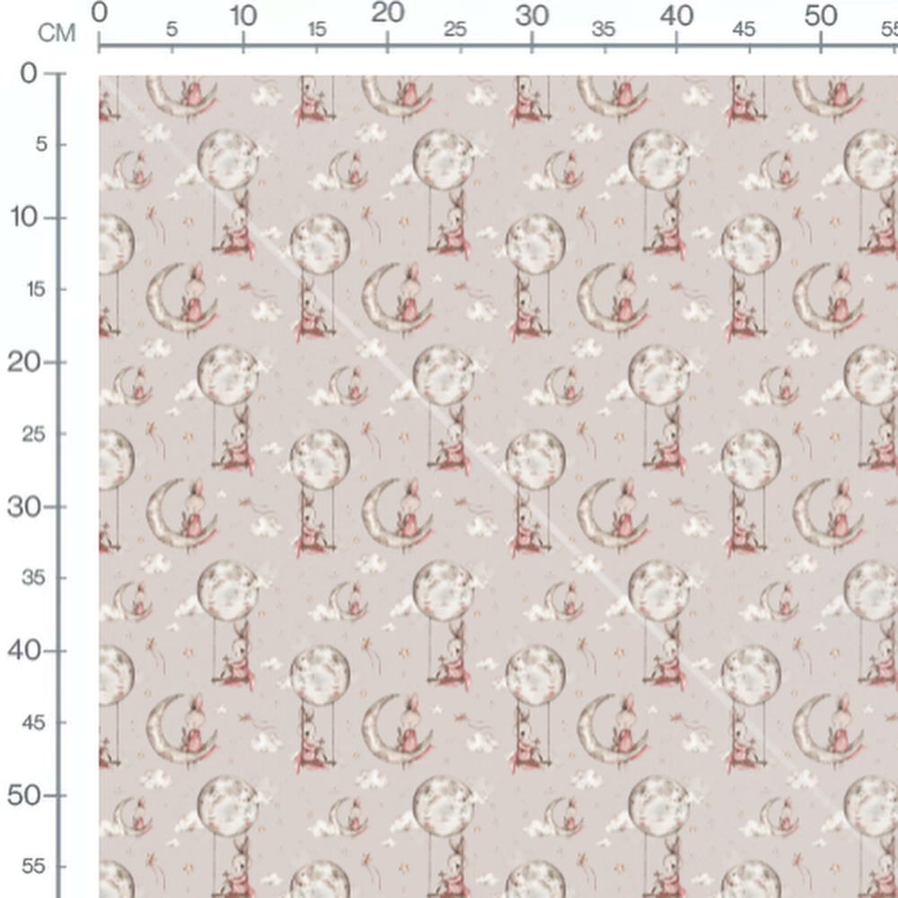 Tissu - Lapins en robe sur fond beige