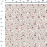 Tissu - Lapins en robe sur fond beige