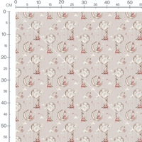 Tissu - Lapins en robe sur fond beige