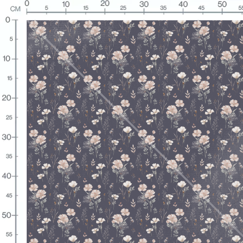 Tissu - Fleurs délicates sur gris