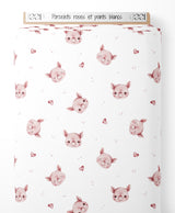 Tissu - Porcelets roses et points blancs