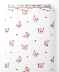 Tissu - Porcelets roses et points blancs
