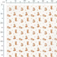 Tissu - Renards et fleurs pastel blanches