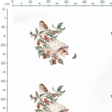 Tissu - Hérisson et oiseau aquarelle
