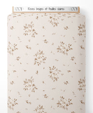 Tissu - Roses beiges et feuilles claires