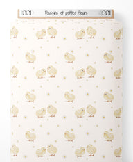 Tissu - Poussins et petites fleurs