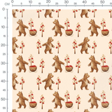 Tissu - Ours avec chariot beige