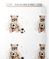 Tissu - Ourson avec ballons de football
