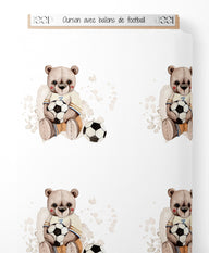 Tissu - Ourson avec ballons de football