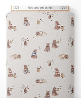 Tissu - Ours avec pots de miel