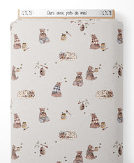 Tissu - Ours avec pots de miel