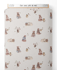 Tissu - Ours avec pots de miel
