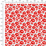 Tissu - Baisers rouges et texte