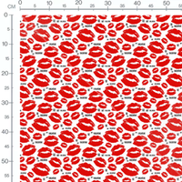 Tissu - Baisers rouges et texte