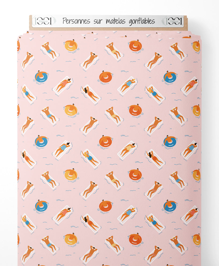 Tissu - Personnes sur matelas gonflables