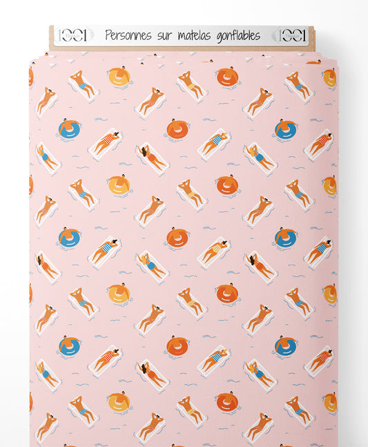 Tissu - Personnes sur matelas gonflables