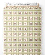 Tissu - Carreaux avec fleurs roses